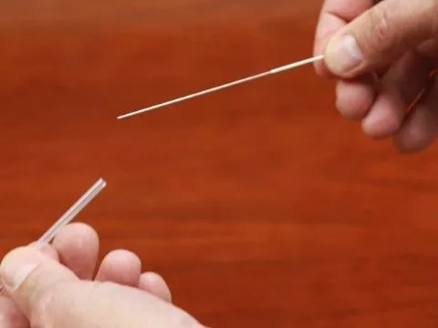 A monofilament or filiform needle used in dry needling.